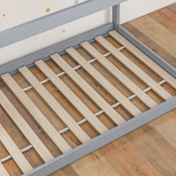 HOMCOM Single Bed Base with House Scandinavian Style, Wooden Bed Frame for 90W x 190Dcm Mattress, Grey - Aosom UK - thumbnail 9