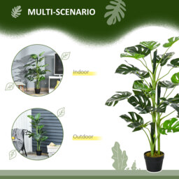 Outsunny 100cm/3.3FT Artificial Monstera Tree, Decorative Cheese Plant 21 Leaves w/ Nursery Pot, Fake Tropical Palm Tree, Set of 2 - thumbnail 5