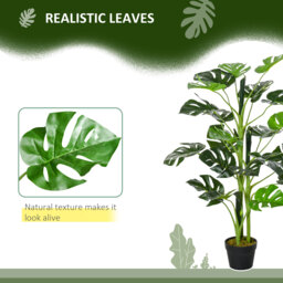 Outsunny 100cm/3.3FT Artificial Monstera Tree, Decorative Cheese Plant 21 Leaves w/ Nursery Pot, Fake Tropical Palm Tree, Set of 2 - thumbnail 6