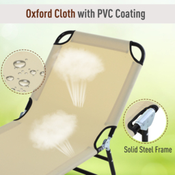 Outsunny Reclining Lounger: Foldable, 5-Position Backrest, Portable & Lightweight, Beige - Aosom UK - thumbnail 5