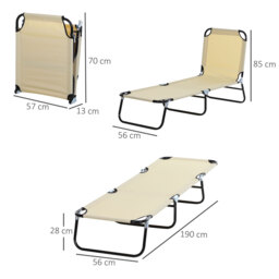 Outsunny Reclining Lounger: Foldable, 5-Position Backrest, Portable & Lightweight, Beige - Aosom UK - thumbnail 3