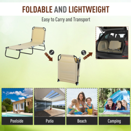 Outsunny Reclining Lounger: Foldable, 5-Position Backrest, Portable & Lightweight, Beige - Aosom UK - thumbnail 6