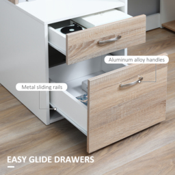 HOMCOM Computer Desk PC Table Modern Home Office Writing Workstation Furniture Printer Shelf Rack w/ Storage Drawer & Shelves (Oak and white) - thumbnail 6
