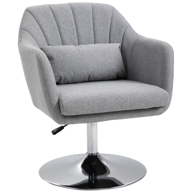 HOMCOM Swivel Accent Chair Contemporary Vanity Armchair with Adjustable Height Thick Cushion Lumbar Support Armrest for Bedroom, Cat Scratch Resistant - image 1