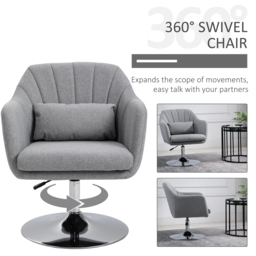 HOMCOM Swivel Accent Chair Contemporary Vanity Armchair with Adjustable Height Thick Cushion Lumbar Support Armrest for Bedroom, Cat Scratch Resistant - thumbnail 5