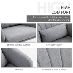 HOMCOM Swivel Accent Chair Contemporary Vanity Armchair with Adjustable Height Thick Cushion Lumbar Support Armrest for Bedroom, Cat Scratch Resistant - thumbnail 6