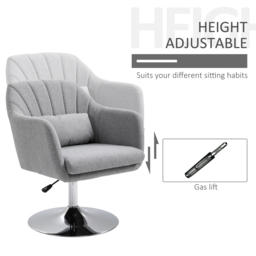HOMCOM Swivel Accent Chair Contemporary Vanity Armchair with Adjustable Height Thick Cushion Lumbar Support Armrest for Bedroom, Cat Scratch Resistant - thumbnail 4