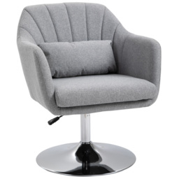 HOMCOM Swivel Accent Chair Contemporary Vanity Armchair with Adjustable Height Thick Cushion Lumbar Support Armrest for Bedroom, Cat Scratch Resistant - thumbnail 1
