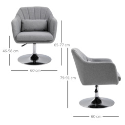 HOMCOM Swivel Accent Chair Contemporary Vanity Armchair with Adjustable Height Thick Cushion Lumbar Support Armrest for Bedroom, Cat Scratch Resistant - thumbnail 3