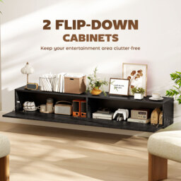 "HOMCOM 140cm Floating TV Stand, Wall Mount TV Unit with Cable Management Hole, Fits up to 72"" TV, Black" - thumbnail 5