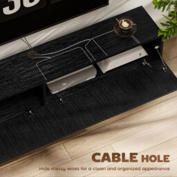 "HOMCOM 140cm Floating TV Stand, Wall Mount TV Unit with Cable Management Hole, Fits up to 72"" TV, Black" - thumbnail 6