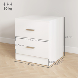 HOMCOM Modern Bedside Table, 2 Drawer Nightstand, Bedroom Living Room Side Storage Unit, Oak - Aosom UK - thumbnail 3