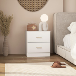 HOMCOM Modern Bedside Table, 2 Drawer Nightstand, Bedroom Living Room Side Storage Unit, Oak - Aosom UK - thumbnail 7