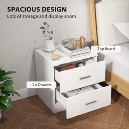 HOMCOM Modern Bedside Table, 2 Drawer Nightstand, Bedroom Living Room Side Storage Unit, Oak - Aosom UK - thumbnail 4