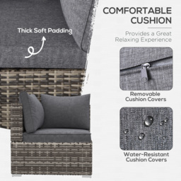 Outsunny Rattan Wicker Corner Sofa, Garden Furniture Single Chair with Cushions, Deep Grey - Aosom UK - thumbnail 5