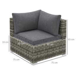 Outsunny Rattan Wicker Corner Sofa, Garden Furniture Single Chair with Cushions, Deep Grey - Aosom UK - thumbnail 3