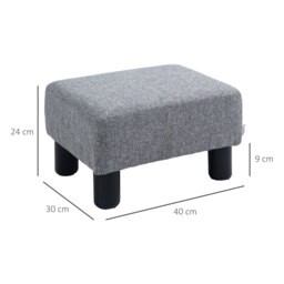 HOMCOM Linen Fabric Footstool Ottoman, Cube Design, with 4 Plastic Legs, Compact and Versatile, Grey - Aosom UK - thumbnail 3