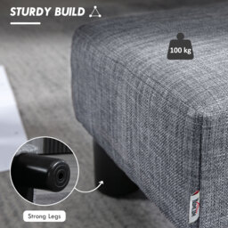 HOMCOM Linen Fabric Footstool Ottoman, Cube Design, with 4 Plastic Legs, Compact and Versatile, Grey - Aosom UK - thumbnail 5