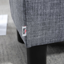 HOMCOM Linen Fabric Footstool Ottoman, Cube Design, with 4 Plastic Legs, Compact and Versatile, Grey - Aosom UK - thumbnail 8