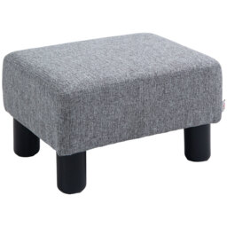 HOMCOM Linen Fabric Footstool Ottoman, Cube Design, with 4 Plastic Legs, Compact and Versatile, Grey - Aosom UK