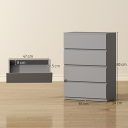 HOMCOM Chest of Drawers, 4-Drawer Storage Cabinets, Modern Dresser, Storage Drawer Unit for Bedroom - thumbnail 3