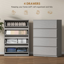 HOMCOM Chest of Drawers, 4-Drawer Storage Cabinets, Modern Dresser, Storage Drawer Unit for Bedroom - thumbnail 4