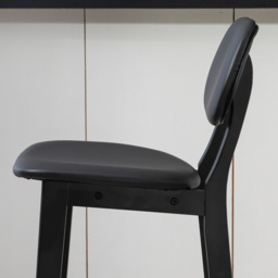 HOMCOM Bar Stools Set of 2, Modern Breakfast Bar Chairs, Faux Leather Upholstered Counter Bar Stool with Backs and Wood Legs, Black - Aosom UK - thumbnail 7