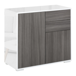 HOMCOM Modern Sideboard, Contemporary Design, Push-Open, Living room sideboard with 2 Drawers & 2 Doors, Light Grey and White - Aosom UK - thumbnail 1