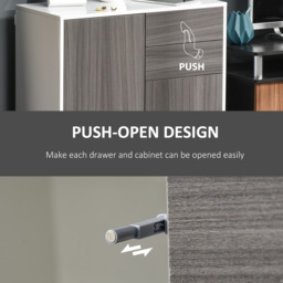 HOMCOM Modern Sideboard, Contemporary Design, Push-Open, Living room sideboard with 2 Drawers & 2 Doors, Light Grey and White - Aosom UK - thumbnail 6