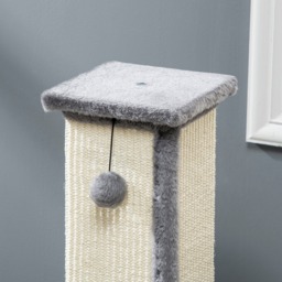 PawHut 81cm Cat Scratcher, Vertical Full Scratcher with Natural Sisal Rope, Hanging Ball and Soft Plush, Grey - Aosom UK - thumbnail 9