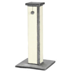 PawHut 81cm Cat Scratcher, Vertical Full Scratcher with Natural Sisal Rope, Hanging Ball and Soft Plush, Grey - Aosom UK