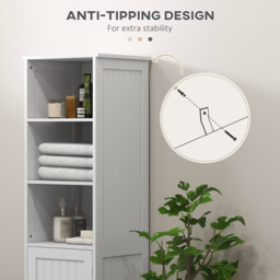 HOMCOM Slim Bathroom Storage Cabinet, Tall Bathroom Cabinet with 3 Open Shelves and Adjustable Shelf, White - thumbnail 7