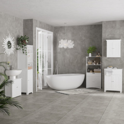 HOMCOM Slim Bathroom Storage Cabinet, Tall Bathroom Cabinet with 3 Open Shelves and Adjustable Shelf, White - thumbnail 9