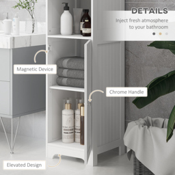HOMCOM Slim Bathroom Storage Cabinet, Tall Bathroom Cabinet with 3 Open Shelves and Adjustable Shelf, White - thumbnail 5