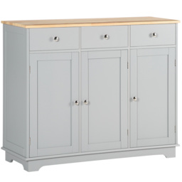 HOMCOM Sideboard with Rubberwood Top and Independent Storage Shelves - Grey - thumbnail 1