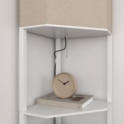 HOMCOM Corner Floor Lamp with Shelves, Tall Standing Lamps for Living Room, with Pull Chain Switch Bulb not Included, White - Aosom UK - thumbnail 9