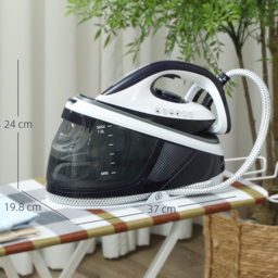 HOMCOM Steam Generator Iron with ECO Mode, Self-Cleaning, Powerful Vertical Steam, Automatic Shut-Off, Ceramic Non-stick Soleplate, Large 1.5L Detachable Water Tank, 8 Bar, 2600W, Blue - thumbnail 3