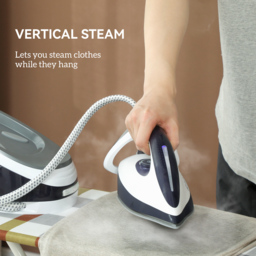 HOMCOM Steam Generator Iron with ECO Mode, Self-Cleaning, Powerful Vertical Steam, Automatic Shut-Off, Ceramic Non-stick Soleplate, Large 1.5L Detachable Water Tank, 8 Bar, 2600W, Blue - thumbnail 7
