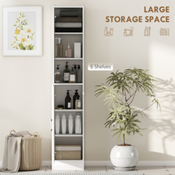 kleankin Tall Bathroom Cabinet with Mirror and Adjustable Shelf - High Gloss White - thumbnail 4
