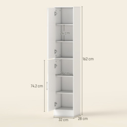 kleankin Tall Bathroom Cabinet with Mirror and Adjustable Shelf - High Gloss White - thumbnail 3