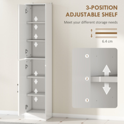 kleankin Tall Bathroom Cabinet with Mirror and Adjustable Shelf - High Gloss White - thumbnail 5