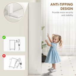 kleankin Tall Bathroom Cabinet with Mirror and Adjustable Shelf - High Gloss White - thumbnail 6