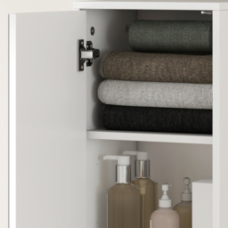 kleankin Tall Bathroom Cabinet with Mirror and Adjustable Shelf - High Gloss White - thumbnail 9
