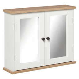 Kleankin Mirror Cabinet for Bathroom Mirror Cupboard Wall Mounted Storage Cupboard with Double Door and Adjustable Shelf, White - thumbnail 1