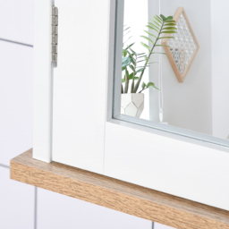Kleankin Mirror Cabinet for Bathroom Mirror Cupboard Wall Mounted Storage Cupboard with Double Door and Adjustable Shelf, White - thumbnail 9
