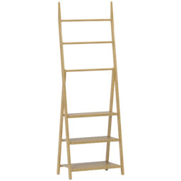 HOMCOM Three-Shelf Bamboo Storage Unit, with Towel Racks - Natural Finish - thumbnail 1