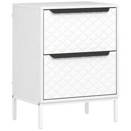 HOMCOM Chest of Drawers, Dresser with 2 Fabric Drawers and Aluminium Handles - White - thumbnail 1