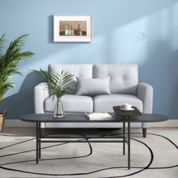 HOMCOM 2 Seat Sofa Double Sofa Loveseat Fabric Wooden Legs Tufted Design for Living Room, Dining Room, Office, Light Grey - thumbnail 9