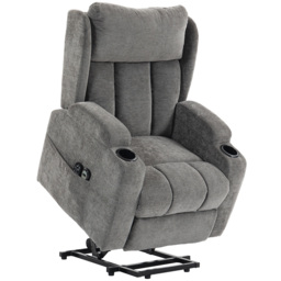 HOMCOM Power Lift Recliner Chair with Vibration Massage and Heat, Chenille Riser and Recliner Armchair for Elderly, Grey