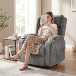 HOMCOM Power Lift Recliner Chair with Vibration Massage and Heat, Chenille Riser and Recliner Armchair for Elderly, Grey - thumbnail 9